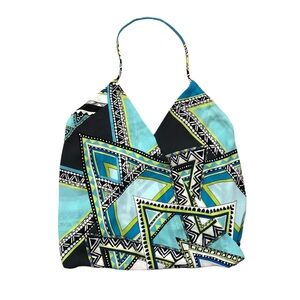 Blue & Green Printed Halter Top- M